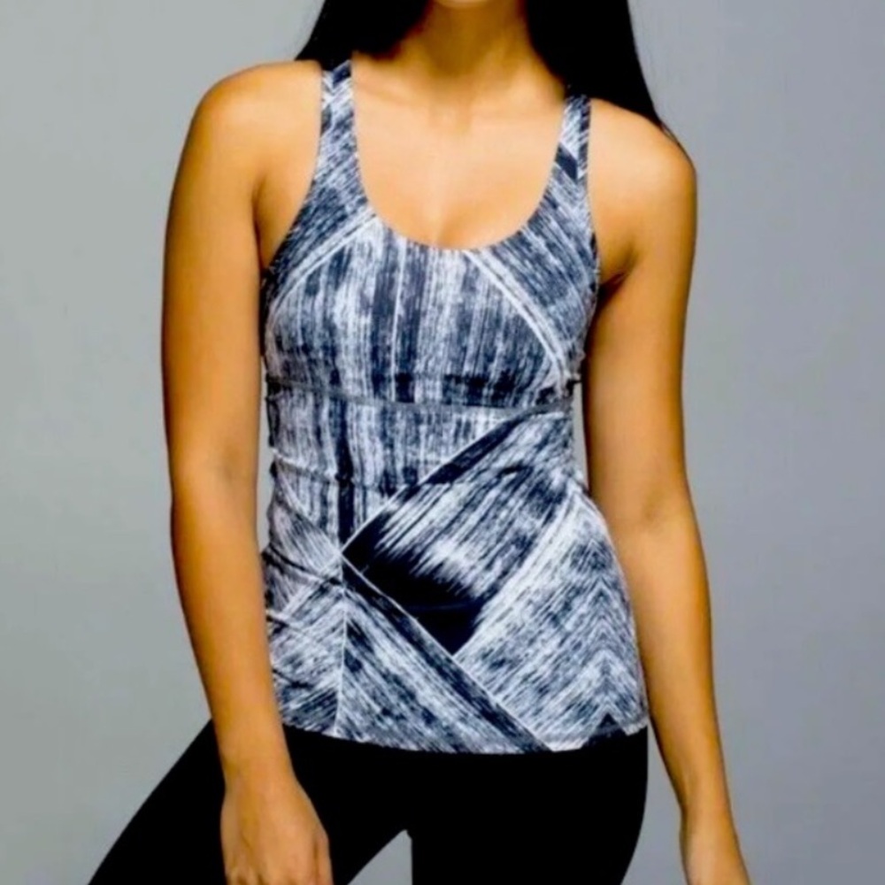 LULULEMON Black White Crossback Tank Heat Wave size 6